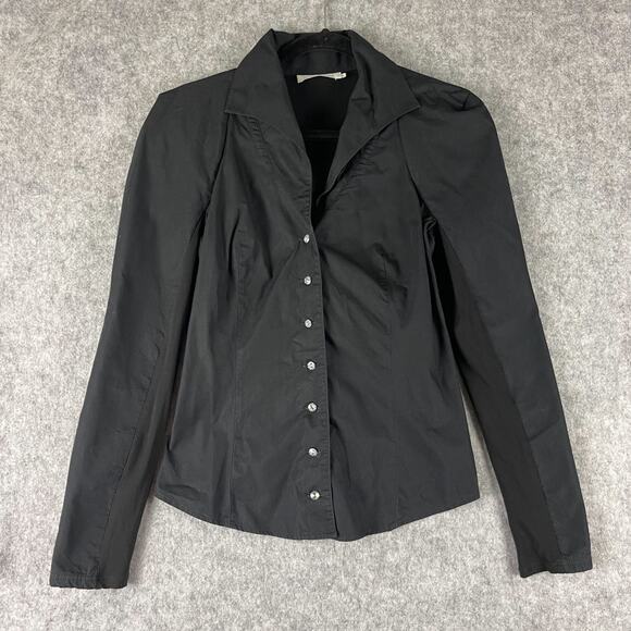 Anne Fontaine Tops - Anne Fontaine Top Womens 38 Black Blouse Pima Cotton Rhinestone Paneled Stretch